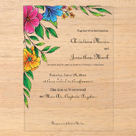 Helle Blumen Hochzeit Frühling Sommer Acryleinladungen