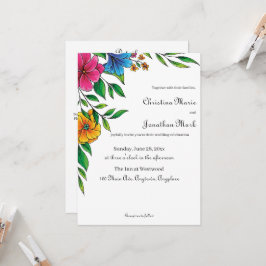 Helle Blumen Hochzeit Frühling Sommer Einladung