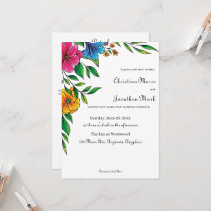 Helle Blumen Hochzeit Frühling Sommer Einladung