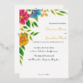Helle Blumen Hochzeit Frühling Sommer Folieneinladung