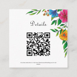 Helle Blumen Hochzeit Frühling Sommer QR-Code Begleitkarte