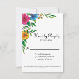 Helle Blumen Hochzeit Frühling Sommer RSVP Karte