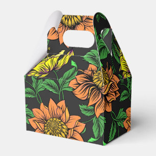 Helle Blumen platzen aus schwarzem Hintergrund Geschenkschachtel