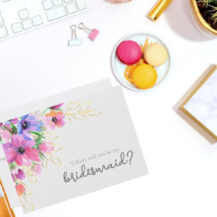 Helle Blumen und Gold Brautjungfer Einladung