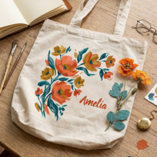 Helle Blumenbouquet-Tasche   Personalisiert Tragetasche