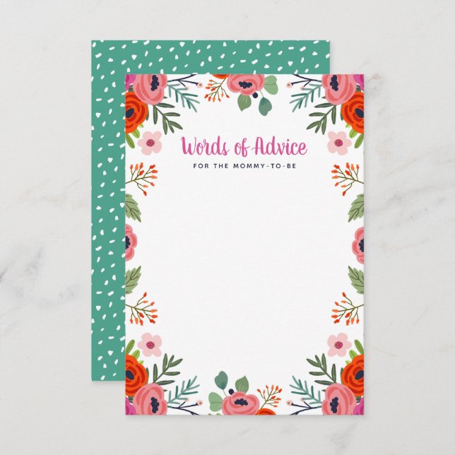 Helle Blumendusche Worte des Ratschlags Einladung (Vorne/Hinten)