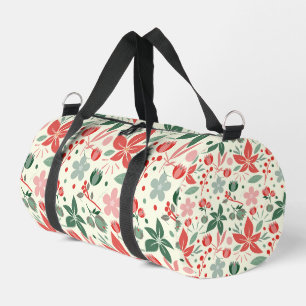 Helle Blumengestaltung mit grünen Blättern und Pun Duffle Bag