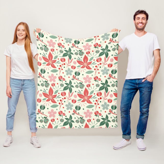 Helle Blumengestaltung mit grünen Blättern und Pun Fleecedecke (Beispiel)