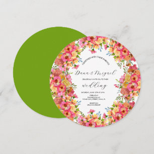 Helle Blumenmischung Pink Wasserfarbe Hochzeitskre Einladung