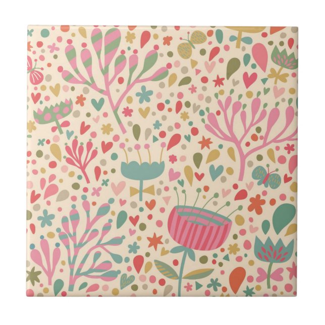 Helle Blumenmuster Fliese (Vorderseite)