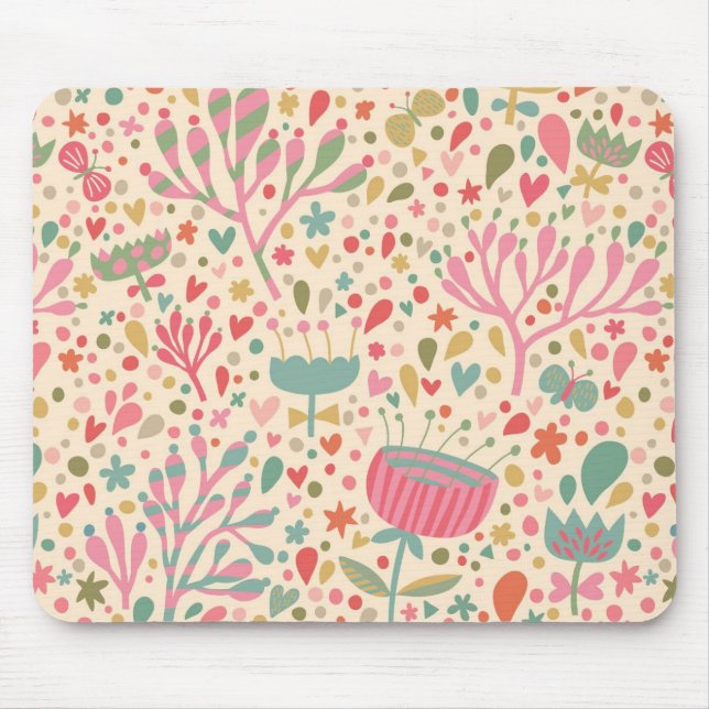 Helle Blumenmuster Mousepad (Vorne)