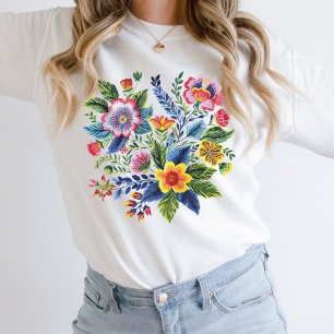 Helle Blumenmuster Wildblumen Faux-Garn-Stickerei Sweatshirt