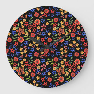 Helle Blumenprint Benutzerdefinierte Runde Wanduhr