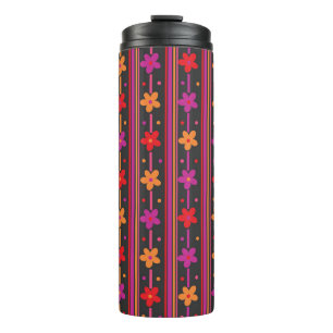 Helle Blumenstreifen Thermosbecher