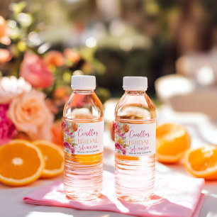 Helle Blumige Zitrus Brautparty-Wasserflasche Wasserflaschenetikett
