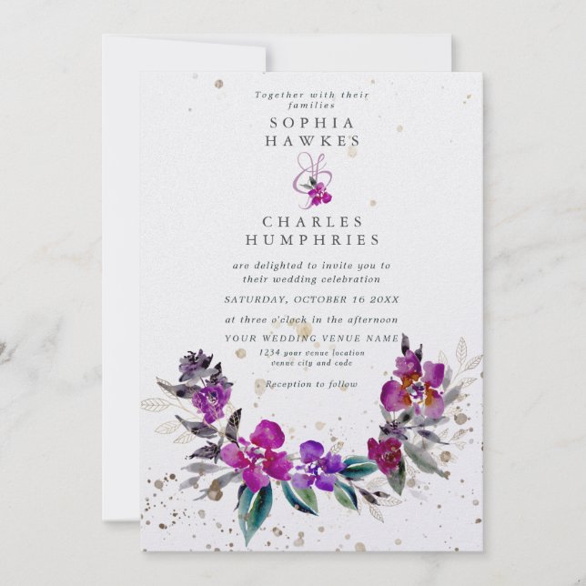 Helle Blütenrahmen mit goldenen Details Feiertagskarte (Vorderseite)