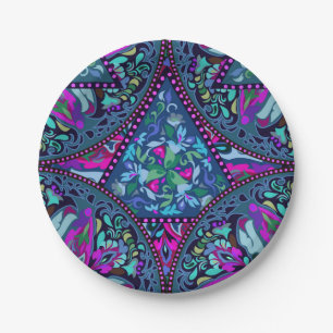 Helle bohemian Boho Hippie Chic Muster Pappteller