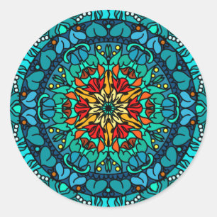 Helle bohemian Boho-Mandala-Chic-Musterdesign Runder Aufkleber