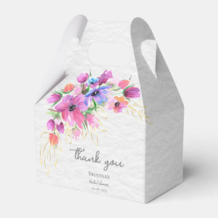 Helle Boho-Wasserfarbenblumen und goldenes Grün Geschenkschachtel