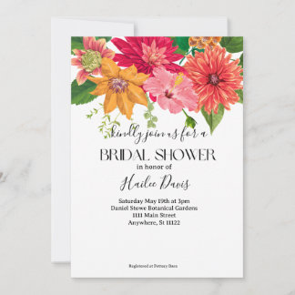 Helle botanische Blume Bridal Dusche Einladung