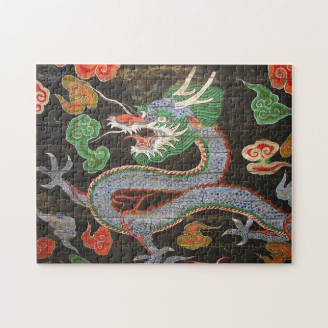 Helle bunte asiatische Drache-Kunst Koreas Puzzle (Horizontal)
