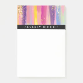 Helle bunte Brushstrokes und Imitat-Glitzern Post-it Klebezettel