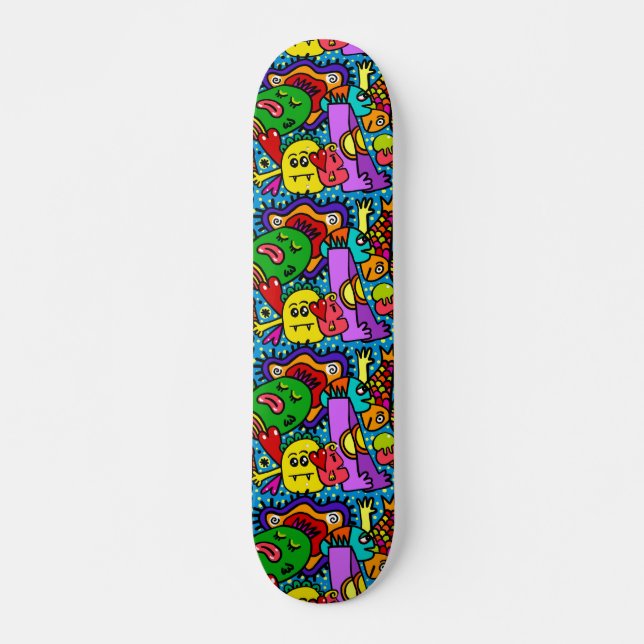 Helle bunte Cartoon-Monster Skateboard (Vorne)