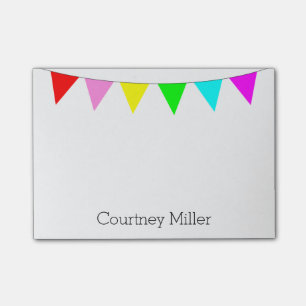 Helle bunte Fahnen-Flaggen mit Ihrem Namen Post-it Klebezettel