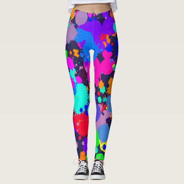 Helle bunte Farben-Spritzer-NeonLeggings Leggings (Vorderseite)