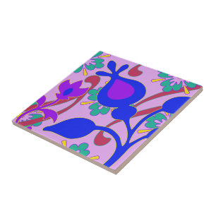 Helle bunte Funky Blumen abstraktes Trivet Fliese