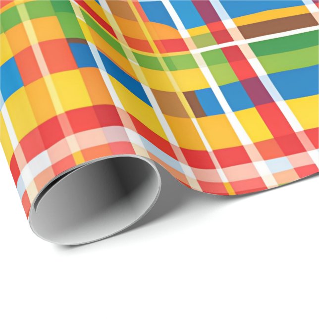 Helle bunte Karo-Abstract-Patrouille Geschenkpapier (Rolleneckpunkt)