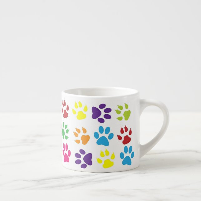 Helle bunte Pfotenabdrücke Muster Espressotasse (Rechts)