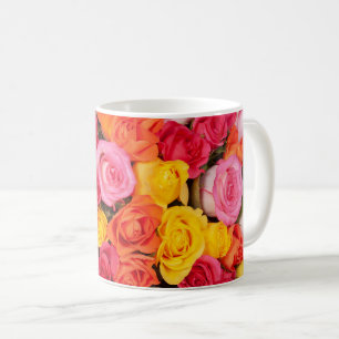 Helle Bunte Rosen Muster Floraler Hintergrund Kaffeetasse