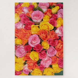 Helle Bunte Rosen Muster Floraler Hintergrund Puzzle