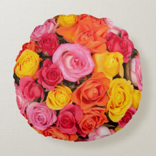 Helle Bunte Rosen Muster Floraler Hintergrund Rundes Kissen