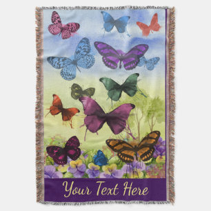 Helle bunte Schmetterlings-Kunst personalisiert Decke