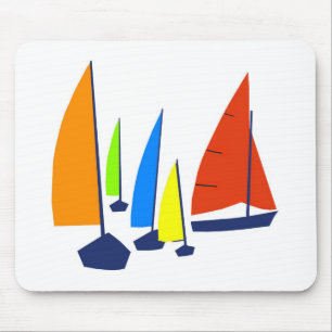 Helle bunte Segelboote Mousepad