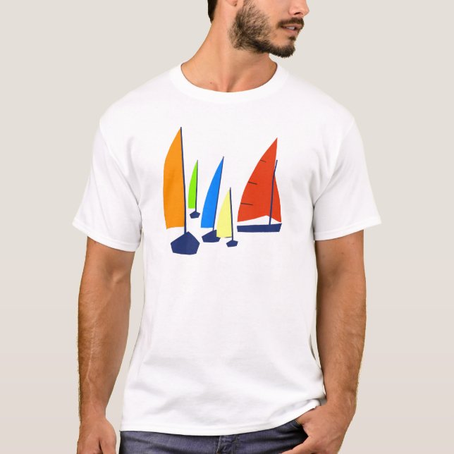 Helle bunte Segelboote T-Shirt (Vorderseite)