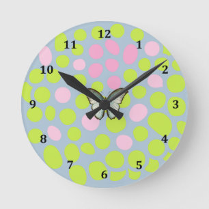 Helle Bunte Uhr in Pink und Limettengrünen Punkten