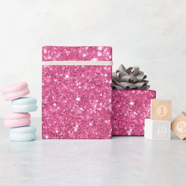 Helle Candy Feine Rosa Glitter Muster Geschenkpapier (Babyparty)