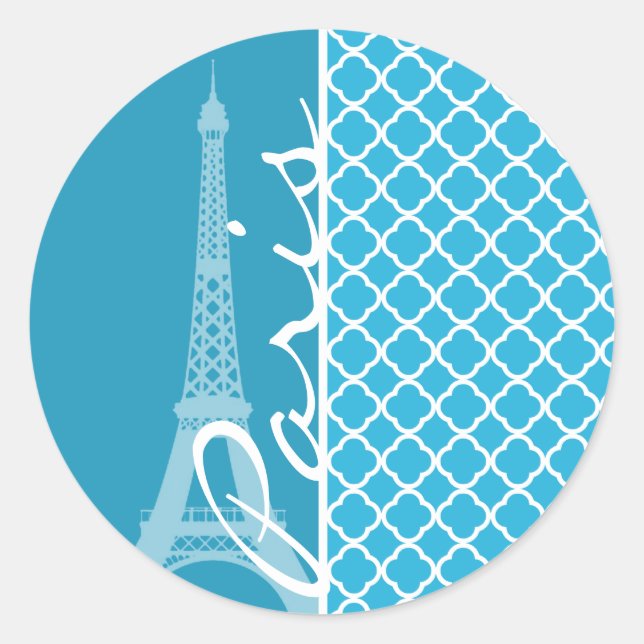 Helle Cerulan Quatrefolie Runder Aufkleber (Vorderseite)