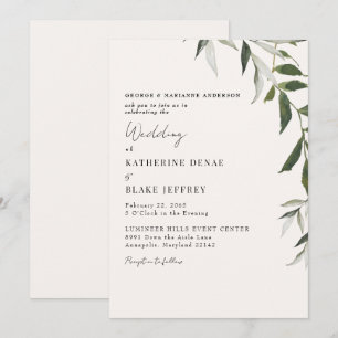 Helle Champagner-Grün-Hochzeit Einladung