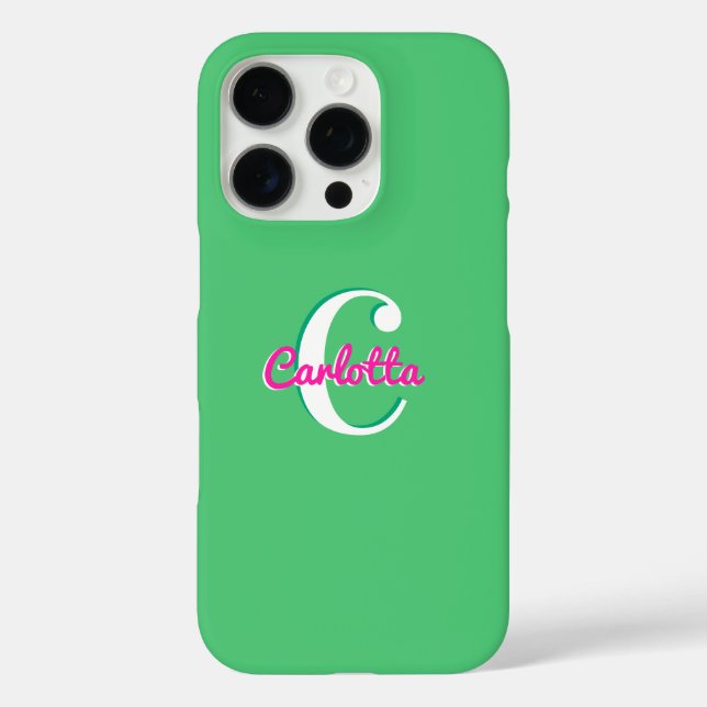 Helle Chic Stilvolle grüne Monogramm Anfangsname Case-Mate iPhone Hülle (Rückseite)