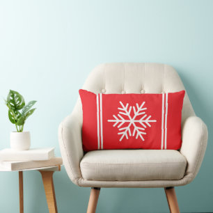Helle Christms Red White Racing Stripes Snowflake Lendenkissen
