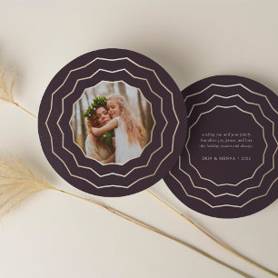 Helle Circle Round Holiday Foto Card   Burgund Feiertagskarte