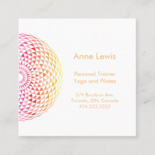 Helle Colorful Square Mandala Business Card Quadratische Visitenkarte