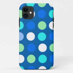 Helle coole, moderne blaue, weiße, grüne Polka-Pun Case-Mate iPhone Hülle