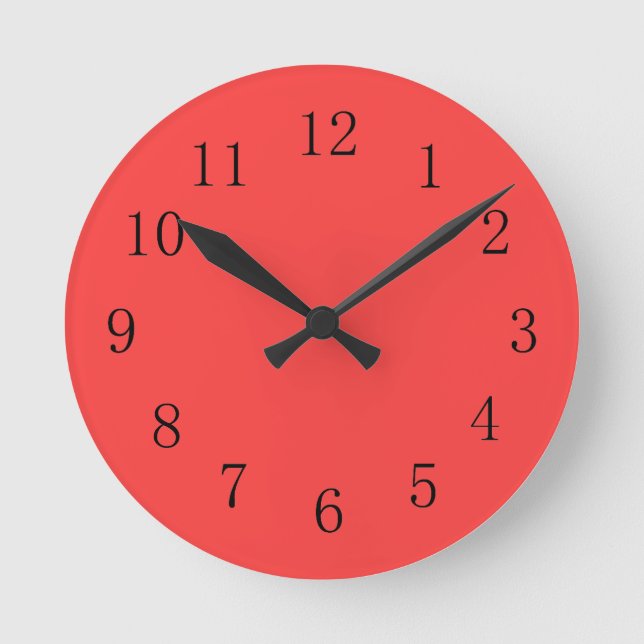 Helle Coral Red Kitchen Wall Clock Runde Wanduhr (Vorderseite)