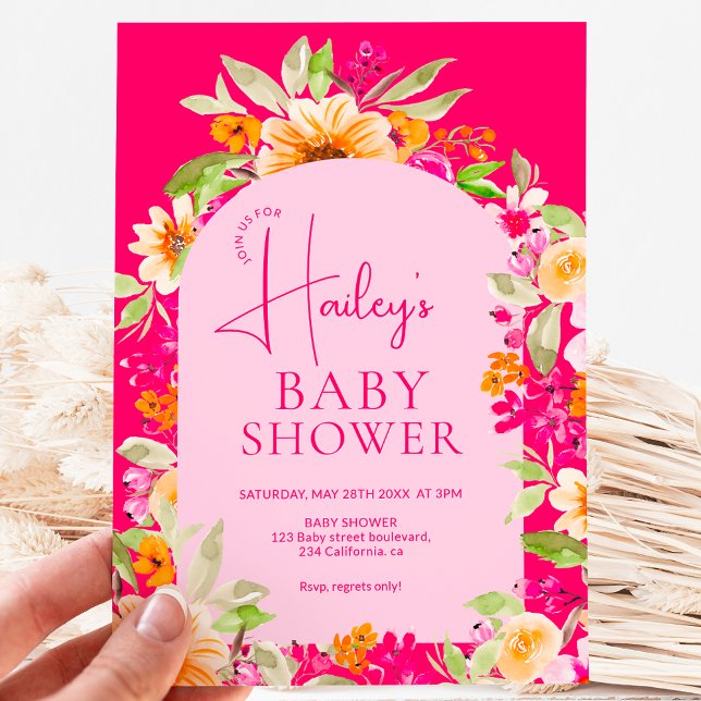 Helle Country flora Aquarell Babydusche Einladung (Bright Country floral watercolor Baby shower Invitation)