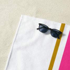Helle, cremefarbene, rosa, braune Streifen auf wei Strandtuch